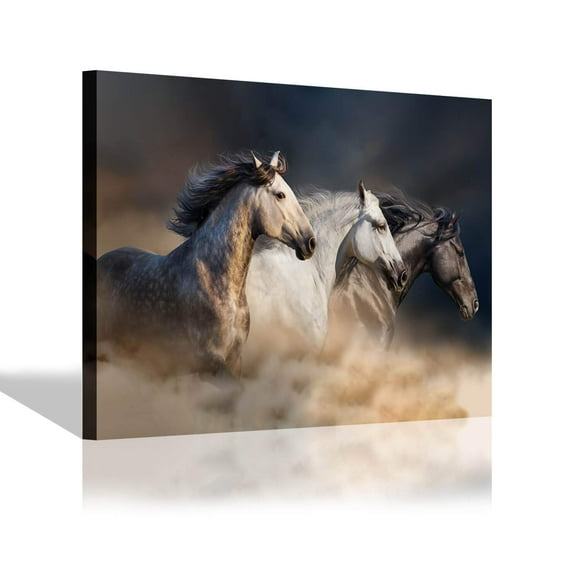 SD SOFT DANCE Horses Running Canvas Wall Art: Brown Horses Picture Painting Print Artwork for Living Room (36" x 24" x 1 Panel)