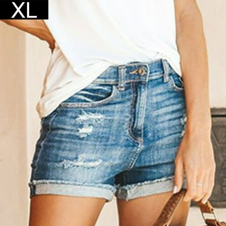 

BESTHUA Ladies Straight Ripped Denim Jean Shorts