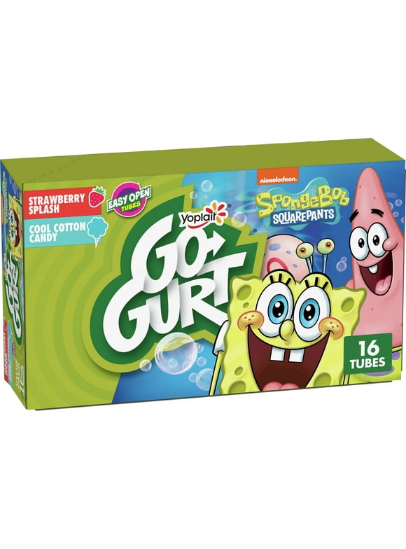 Go-GURT SpongeBob SquarePants Kids Fat Free Yogurt Variety Pack, 2 oz Yogurt Tubes (16 Ct)