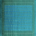thumbnail image 1 of Ahgly Company Machine Washable Indoor Square Oriental Turquoise Blue Industrial Area Rugs, 5' Square, 1 of 4