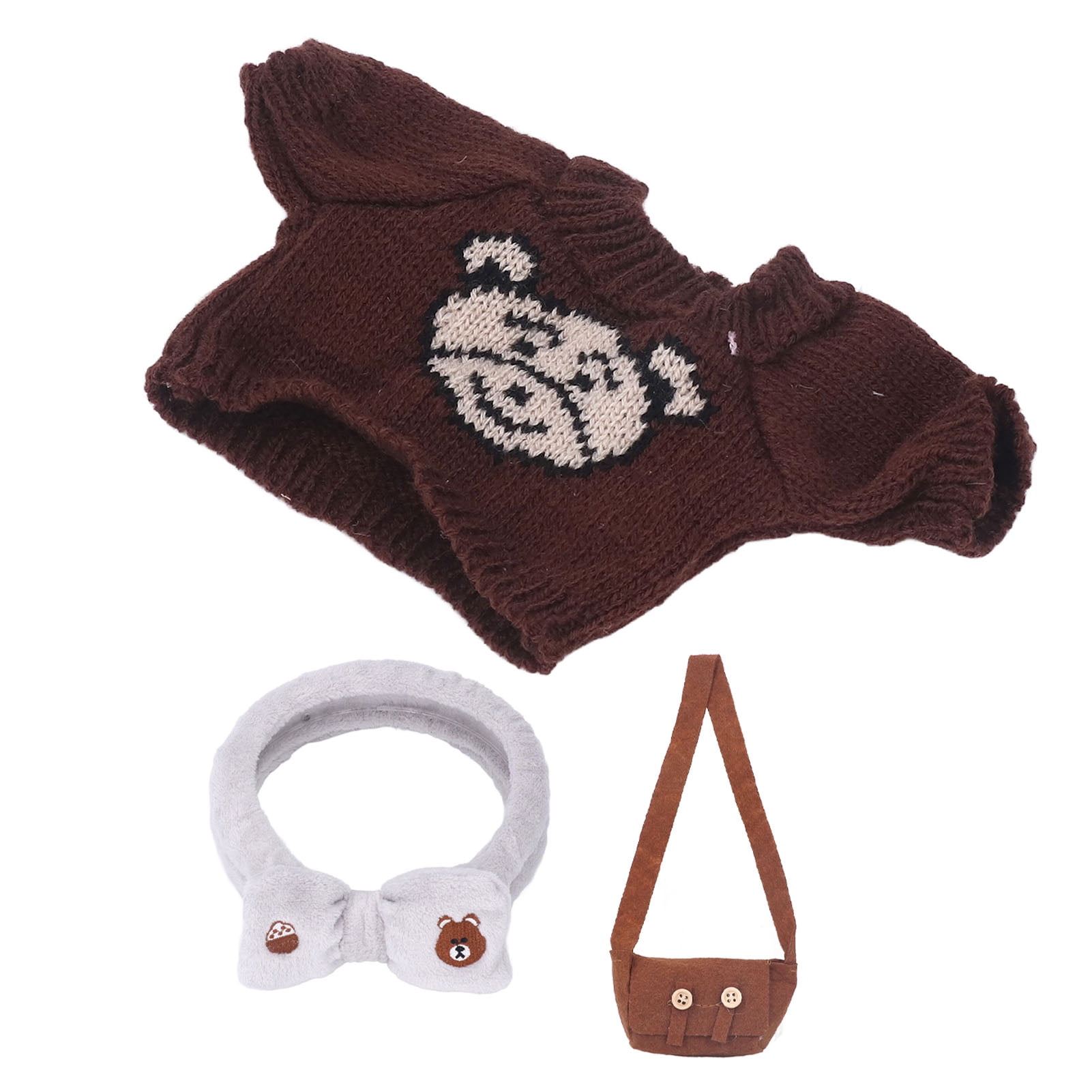 Doll Sweater Set Washable Baby Doll Clothing Fashionable DIY Toy Soft Hair Band With Bag For 11.8 Inch Girl Dolls