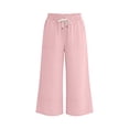 thumbnail image 6 of UQJfacai Capri Pants for Girls High Waisted Wide Leg Linen Palazzo Trousers Pull On Elastic Smock Waist Loose Flowy Pants 4-14 Years, 6 of 7