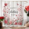 thumbnail image 4 of Happy Valentines Day Shower Curtain, Pink Red Floral Rose Love Hearts Shower Curtains Bathroom Bath Home Decor Waterproof Polyester Fabric Weighted with Hooks 72 W x72 H Inch, 4 of 7