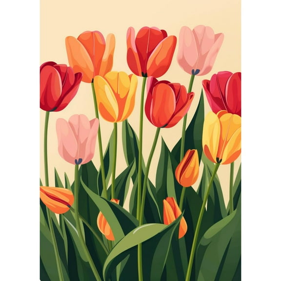 5D Diamond Art Red Tulips Flower DIY Paint with Full Drill Round Diamond Gems Painting by Number Kits for Adults Art Craft Home Wall Decor 15.8x19.8in