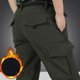 thumbnail image 4 of Nuevos pantalones de lana Otoño Invierno al aire libre gruesos cálidos suaves bolsillos elásticos pantalones largos Casual deportes senderismo viaje pantalones militares, 4 of 5