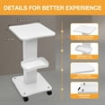 thumbnail image 4 of Fichiouy 3-Tier Mobile Rolling Trolley Cart Beauty Salon Storage Organizer Stand Holder with Wheel White, 4 of 9