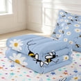 thumbnail image 6 of Erosebridal Kawaii Bee Zipper Twin Comforter Sets with Fitted Sheet and 2 Pillowcases,Vintage Daisy Floral Zipper Bedding Set,Blue White,Colorful Stars Reversible,4pcs, 6 of 8