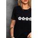 thumbnail image 1 of ABPHQTO Camiseta negra de manga corta con estampado de flores felices para mujer, 1 of 5