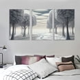 thumbnail image 3 of ONETECH  Nature Winter Landscape Premium Canvas Wall Art Print, Snow Scene Sunset White,grey Painting Decor Living Room Bedroom Coffee Shop Home Decor -12''x16''X3 Panels, 3 of 4