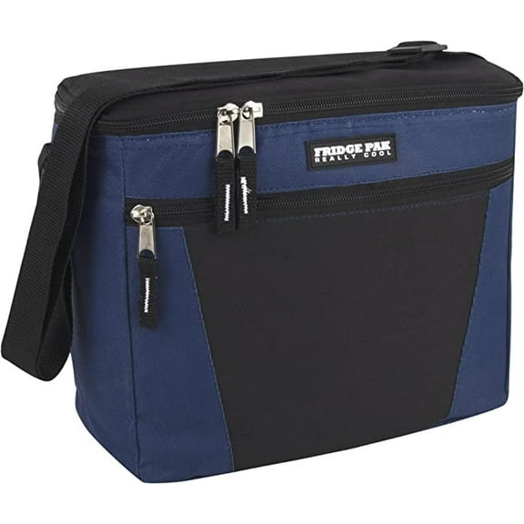 Fridge Pak, 12 Can Large Capacity Unisex Cooler Insulated Lunch Bag - Navy Blue