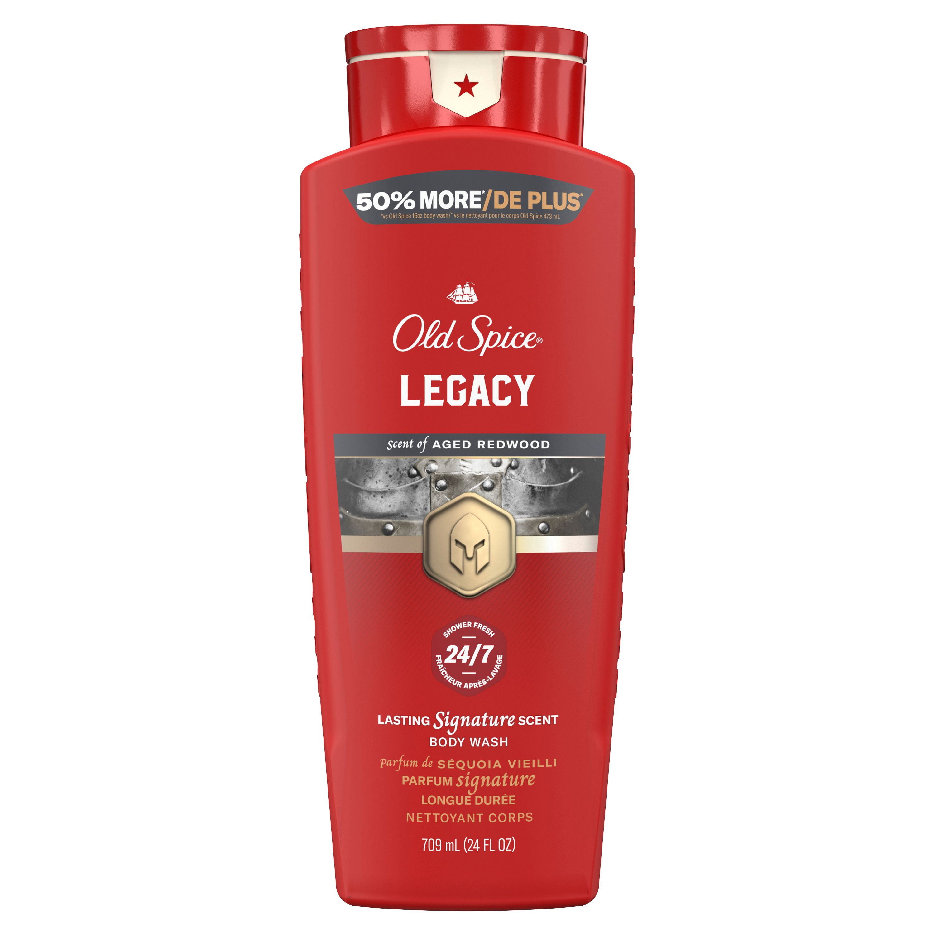 Old Spice Red Collection Body Wash for Men, Legacy Scent, Refreshing Clean, Moisturizing Formula, Long-Lasting Fragrance, 709ml