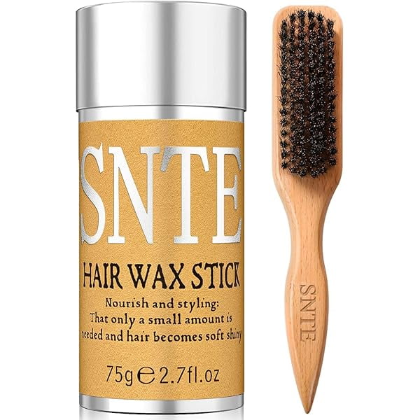 wonima11 Slick Back Hair Brush, Hair Wax Stick Set - Boar Bristle Brush for Fine to Medium Hairs - Smooth Flyaways, Frizz & Baby Hairs, Sleek Ponytails Buns Updos