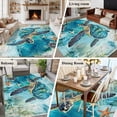 thumbnail image 5 of Turquoise Turtle Area Rug 5x8 FT, Non Slip Bedroom Throw Carpet, Farmhouse Coastal Starfish Seaweeds Washable Soft Floor Carpet Non-Shedding Rug for Living Room Nursery Dorm Office, 5 of 9