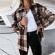 thumbnail image 1 of Chaqueta Blusas de otoño para mujer Camisa a cuadros informal de manga larga Traje diario (Marrón S) Ygjytge Marrón T S para Mujer, 1 of 5
