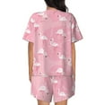 thumbnail image 3 of Naloa Pink Flamingos and Flowers Women's Short-Sleeved Pajama Set, Loungewear, Summer pajamas, Breathable Cozy - X-Large, 3 of 9