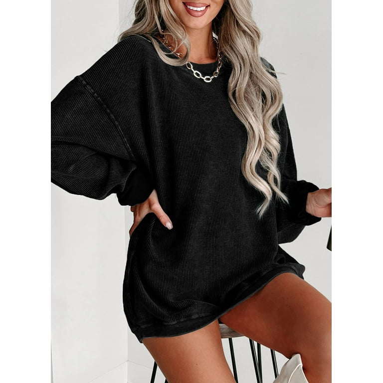 Eytino Oversized Sweatshirt for Women Plus Size Sweatshirts Long Sleeve  Crew Neck Casual Soft Pullover Tops Shirts 3X Brown 