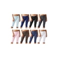 thumbnail image 3 of Pantalones capri para mujer, cintura elástica con ribete de encaje, largo 3/4, estilo cropped, para uso diario informal., 3 of 9