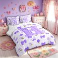 thumbnail image 2 of meiyoeat Cute Bow Letter H Twin Bedding, Floral Plaid Bedding Comforter Set for Kids Girls, Purple, Reversible, 7 Pieces, 2 of 6