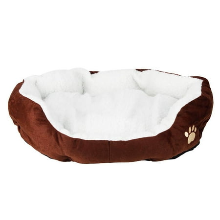 Leopard Cat Bed Pet Beds for Small Dogs, Brown Warm Waterloo Bed Nest with Pad Pet Bed Mat for Puppy Cat, WRWQ277BNM01 Soft Cotton Leopard Print Pet Dog Bed for Indoor /Outdoor ()