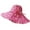 Rose Red, variant on Women Sun Hat, Fashion Casual Solid Color Flower Decor Wide Brim Striped Sun Protection Foldable Beach Cap for Summer Outdoor Daily Wear