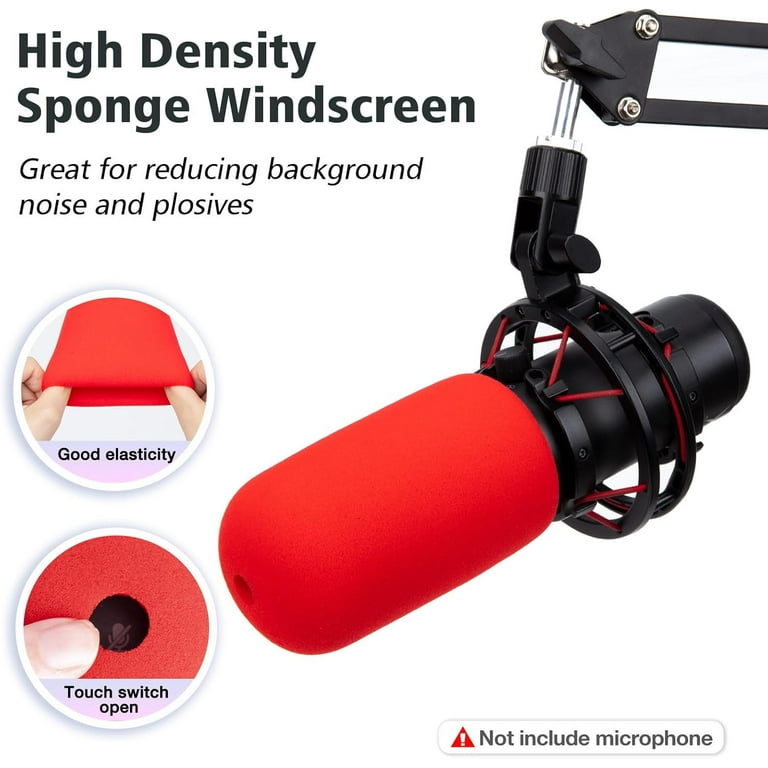 SUNMON QuadCast Microphone Stand - Red Boom Arm for Hyper x