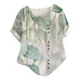 thumbnail image 3 of Boho Tops for Women Plus Size Cotton Linen Classic Teacher Tops Stretch Fall Spring Fashion Clothes Vacation Outfits, Yellow,L, 3 of 4