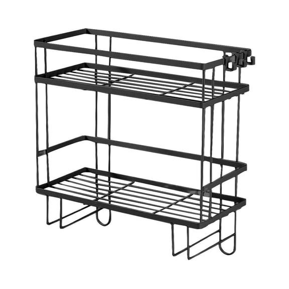 PPLoney Multifunctional Toilet Tank Rack - Iron Bathroom Storage Shelf, Black/White, 35×33×15cm, Easy Installation, Space-Saving Organizer for Toiletries