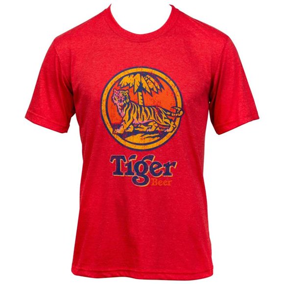 Singha 817479-large Tiger Beer Vintage Distressed Style T-Shirt, Large