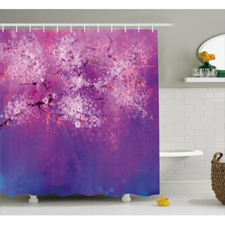 Flower Shower Curtain Asian Anese Cherry Blossom With Hazy Flower Shower Curtain Asian Anese Cherry Blossom With Hazy Paint Eastern Oriental Art