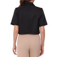 thumbnail image 3 of INSPIRE CHIC Women's Cropped Short Sleeve One Button Notched Collar Work Blazer XS Black, 3 of 6