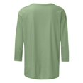 thumbnail image 4 of Hauts pour Femmes Décontractés T-Shirt à Imprimé de Noël Rouge Verre de Vin T-Shirt Graphique Manches 3/4 Col Ras du Cou Blouses Grande Taille pour Femmes, Vert, 2TG, 4 of 5