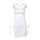 thumbnail image 1 of Dulzura Satin Women Strap Mini Dress Ruched Lace Up Cross Bandage Backless Bodycon Sexy Party Elegant 2020 Club Christmas SlimM Gao Jinjia LED, 1 of 2