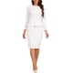 thumbnail image 2 of Vestido de cuerpo ajustado peplum para mujer, de manga larga, cuello redondo, cintura alta, midi, vestido de trabajo, blanco, talla S, 2 of 6