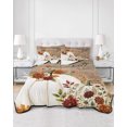 thumbnail image 2 of Twin XL Quilt Bedding Set, White Pumpkins Fall Reversible Summer Quilt 3 Pieces, Wooden Thanksgiving Floral Botanical Lightweight Bedspreads Coverlets with 2 Pillow Shams for All Seasons, 2 of 5