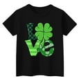 thumbnail image 3 of Kids St. Patrick's Day Shirts Girls Short Sleeve Clover Shamrock Shirts Loose Fit Irish Graphic Tops Casual St Patrick's Day Holiday Clothing,Black 9-10 Years, 3 of 4