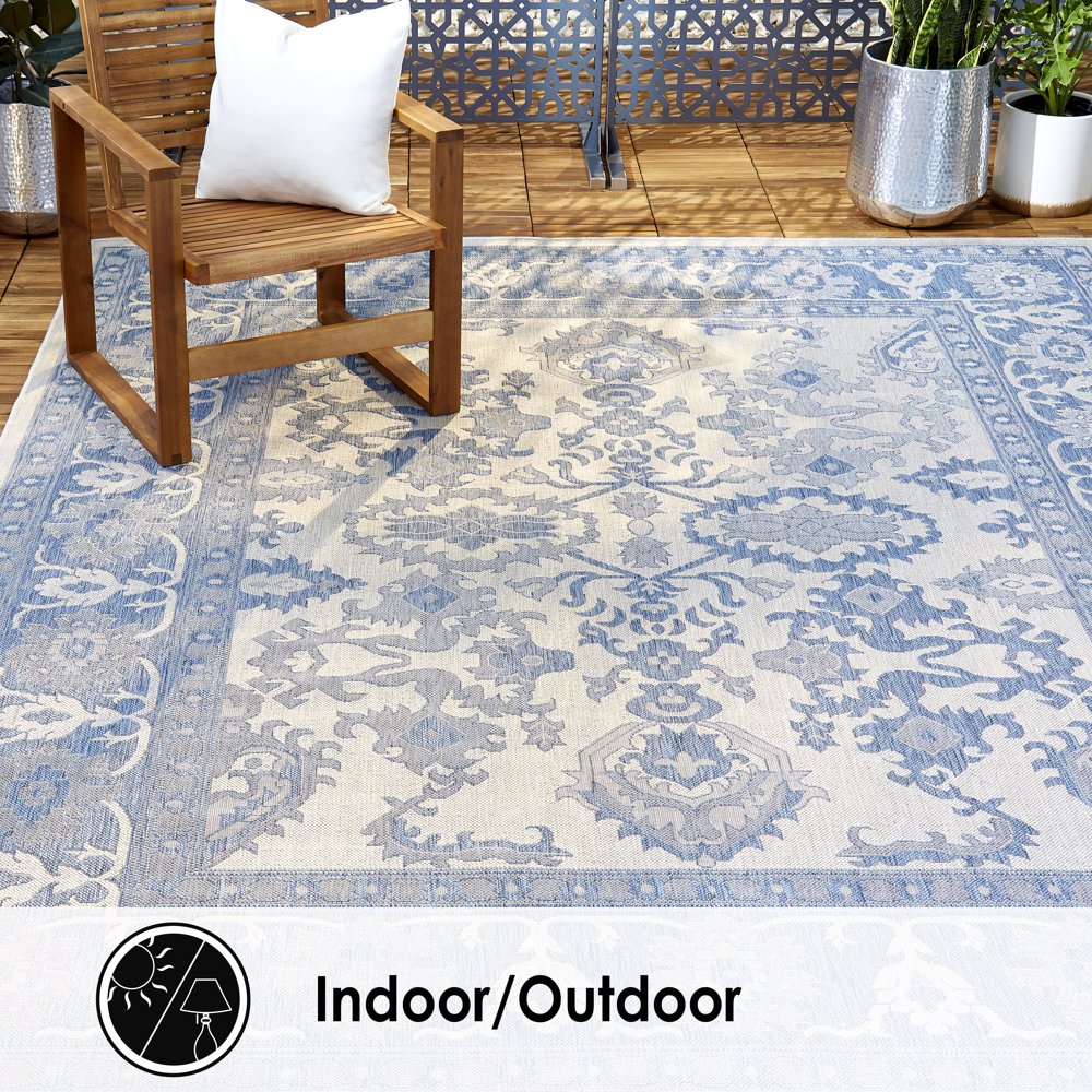 Nicole Miller Patio Country Ayana Indoor/Outdoor Area Rug, Gray/Blue, 7