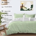 thumbnail image 3 of 3 Piece Sage Green Duvet Cover Set Queen Size,Microfiber Comforter/Quilt Cover with Corner Ties and 2 Pillowcases,Grid Checkered Plaid Gingham Lattice Trellis All Season Bedding with Zipper Closure, 3 of 8