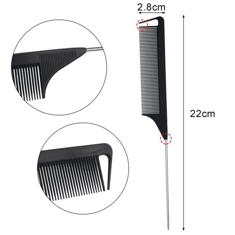6 Piece Rat Tail Styling Stainless Steel Comb - Blond Forte