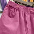 thumbnail image 3 of Sakmal Wide Leg Shorts for Women Summer Bermuda Pink Cotton Solid High Waisted Shorts with Pockets, 3 of 5