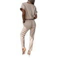 thumbnail image 4 of LilyLLL Womens Short Sleeve Belted Playsuit Pants Casual Pockets Jumpsuit Romper, 4 of 4
