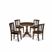 East West Furniture AMDL5-MAH-W - 5-Piece Modern Dining Set- 4 Dining Chair and Wood Dining Table - Wooden Seat and Slatted Chair Back - Mahogany Finish