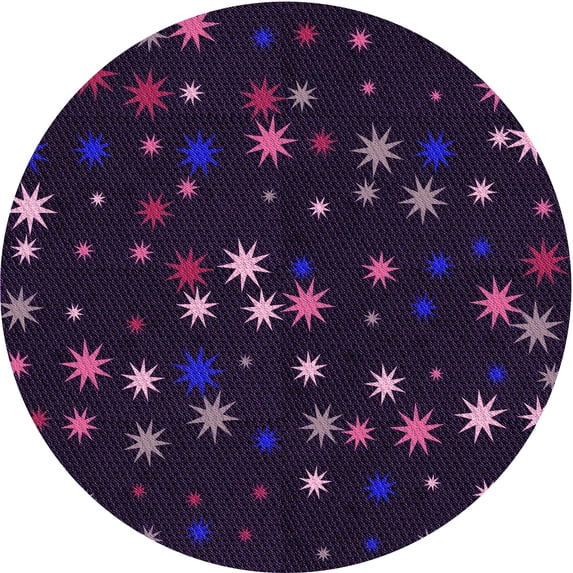 Ahgly Company Indoor Round Patterned Purple Jam Purple Area Rugs, 3' Round