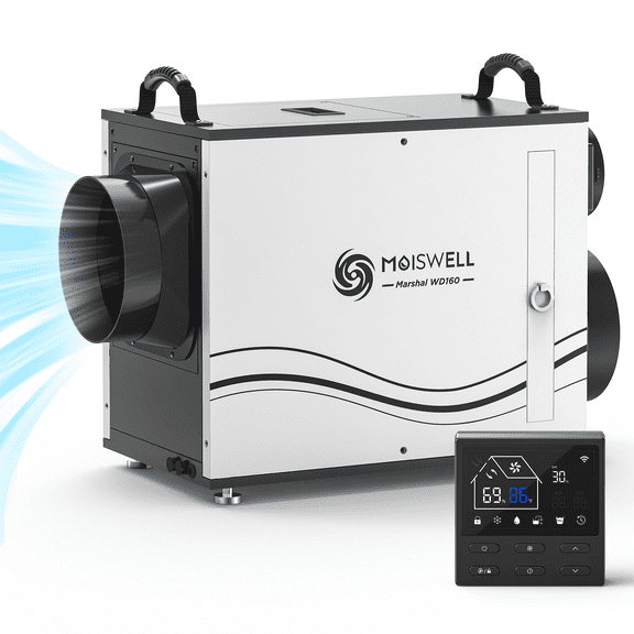 160 pt. 2500 sq. ft. Bucketless Whole House Commercial Dehumidifier Energy Efficient in White with Fresh Air Cycle Timer