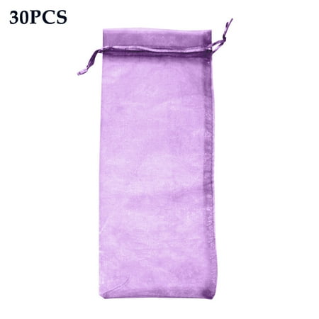 

30pcs Party Organza Bottle Cover Wine Bag Home Drawstring Design Fine Mesh