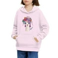 thumbnail image 3 of Xoenoiee Floral Alpaca Rose Purple Pattern Girls Hoodies Hooded Sweater for Kids Long Sleeve Pullover Hoodies with Kangaroo Pocket Fall Winter Sportwear, XL, 3 of 7