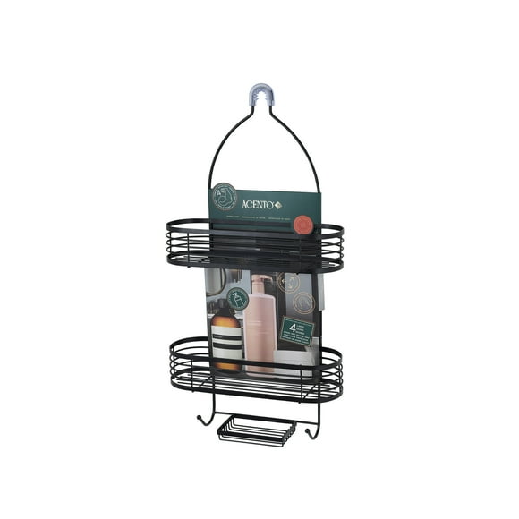 Estante Organizador Colgante Extra Amplio con 3 Niveles Organizador Para Regadera Negro Mate Acento