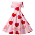 thumbnail image 6 of Fesfesfes Valentines Day Girls Twirly Skater Dress A Line Short Sleeve Stretch Dress for Summer Button Down Collar Dress Elastic Waist Elegant Floral Print Party Dress for Kids (Coffee#4,7-8 Years), 6 of 6