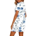thumbnail image 6 of Xdegoge Sleepwear for Women Cute Print Nightshirt Short Sleeve Button Up V Neck Nightgown Contrast Trim Sleep Dress Notched Collar Loungewear Casual Loose Loungewear, 6 of 7
