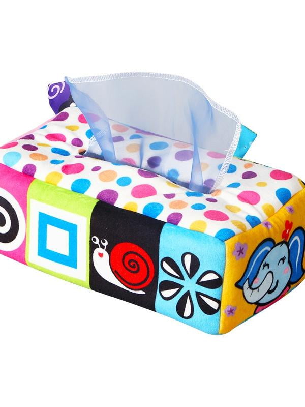 MarinaVida My First Baby Tissue Box,Square Sensory Toys Juggling Rainbow Dance Scarves for Toddler Infants