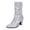 Silver, variant on Pandaie Women's Mid Calf Chunky Heel Short Boots Party Daily Work Fashion Classic PU Slouchy Booties Fall Walking Shoes Wine 7.5